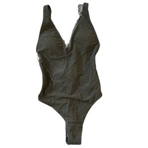Olive Green Abercrombie & Fitch Swimsuit High Leg Cheeky